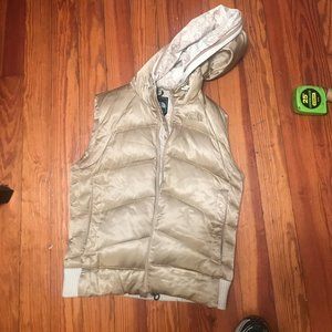 Gold North face vest with hood, medium